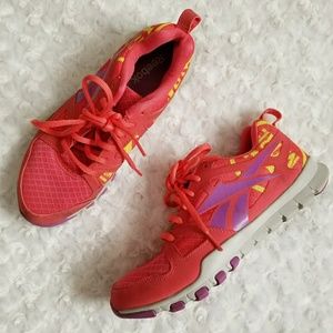 Pink and Yellow Sublite Foam Reebok Sneakers
